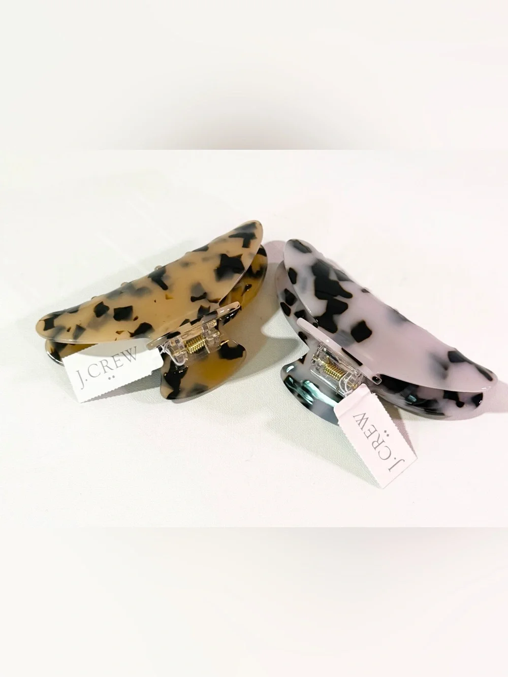 Set of 2 J.Crew Large Tortoise Claw Clips – Blonde Tort & Black/White Tort (NWT)